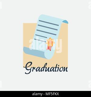 graduation design with diploma icon over white background, vector illustration Stock Vector