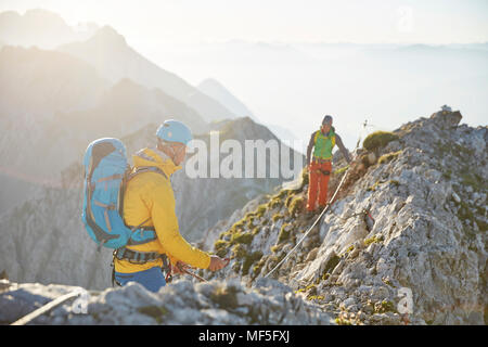 Austria, Tyrol, Innsbruck, mountaineer at Nordkette via ferrata Stock Photo