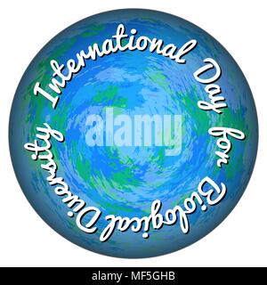 International Day for Biological Diversity. The concept of ecological holiday. Convex image of planet Earth on a white background. Event name Stock Vector