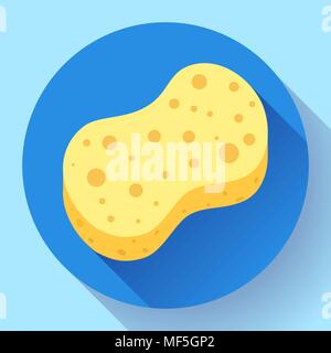 Yellow shower sponge cartoon icon. Illustration for web and mobile design Stock Vector