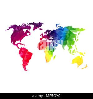 low poly global world map Stock Vector