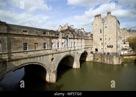 Georgian architecture and designed pulteney bridge over the river avon Bath Somerset England UK Stock Photo