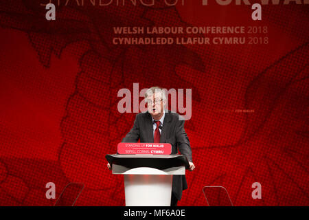 Mark Drakeford AM addresses Welsh Labour Conference 2018. Stock Photo