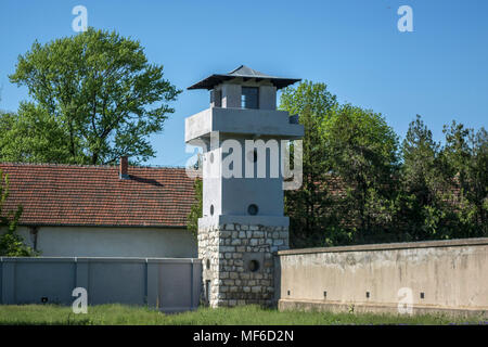 NIS, SERBIA - APRIL 21, 2018: Concentration camp with watchtower, history concept image Stock Photo