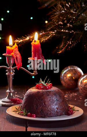 Traditional British Christmas pudding Stock Photo