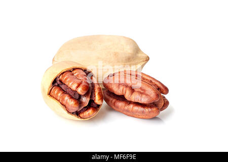 Pecan nuts on white Stock Photo