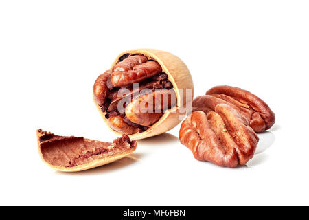 Pecan nuts on white Stock Photo