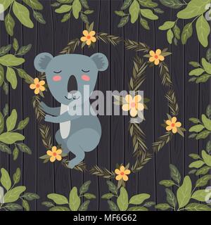 koala in the forest scene vector illustration design Stock Vector