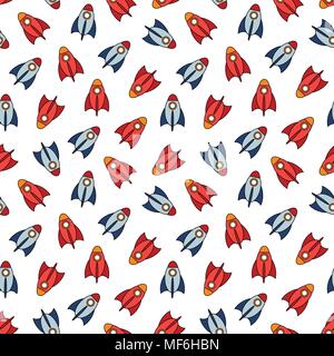 Cartoon rockets on white background. Stock Vector