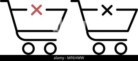 shopping trolley with a cross, isolated on white background Stock Vector