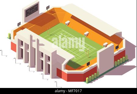 3D isometric football field. Sport theme vector illustration, soccer ...