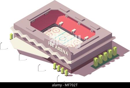 Vector isometric low poly ice hockey rink Stock Vector