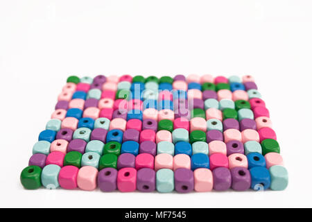 Colored wooden cubes on a white background, isolated. Stock Photo