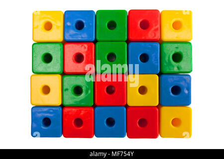 Colored plastic cubes on a white background Stock Photo