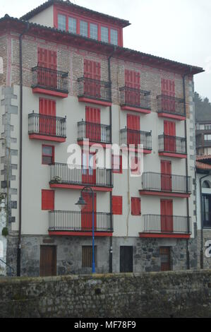 Magnificent Buildings In The Port Of Mundaca. Architecture Travel Nature. March 24, 2018. Mundaca. Biscay. Basque Country. Spain. Stock Photo