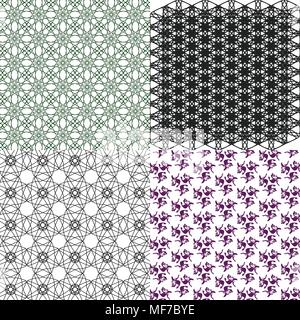 Set of  geometric pattern in op art design. Vector illustration art Stock Vector