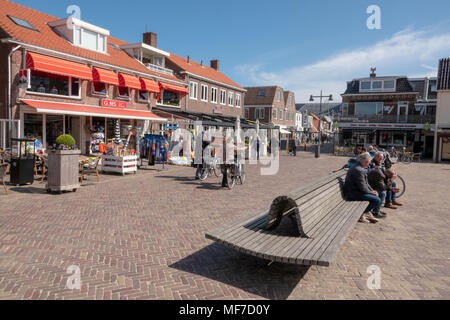 Egmond aan Zee , Noord Holland / The Netherlands - April 24th 2018 : A popular seaside resort on the north west coast of Holland. Tourists enjoying a drink at the local cafe's and restaurants. Stock Photo