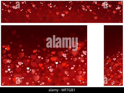 Bright Red Hearts Website Banners Stock Vector