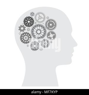 Human brain with wheel collection Stock Vector
