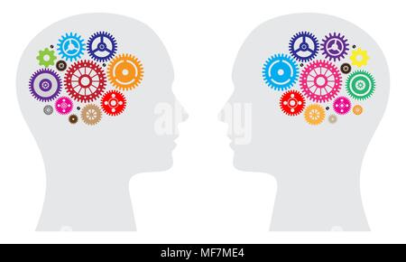 Human brain with wheel collection Stock Vector