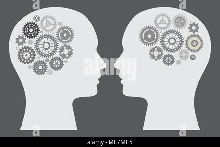 Human brain with wheel collection Stock Vector