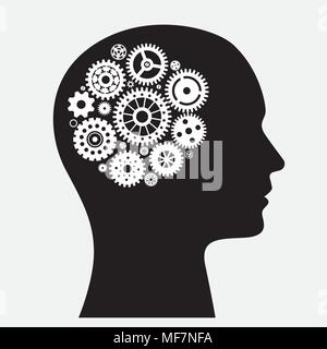 Human brain with wheel collection Stock Vector