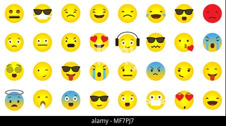 Emoji icon collection with different emotional faces Stock Vector