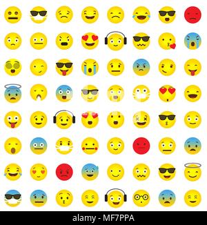 Emoji icon collection with different emotional faces Stock Vector