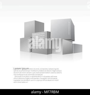 Set of gray cubes stood on each other Stock Vector