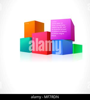 Collection of bright colored cubes stacked Stock Vector
