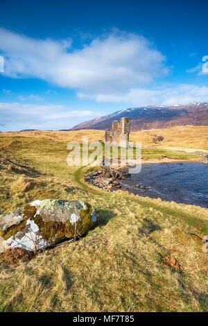 The ruins of Ardvreck Castle at Loch Assynt in Scotland Stock Photo