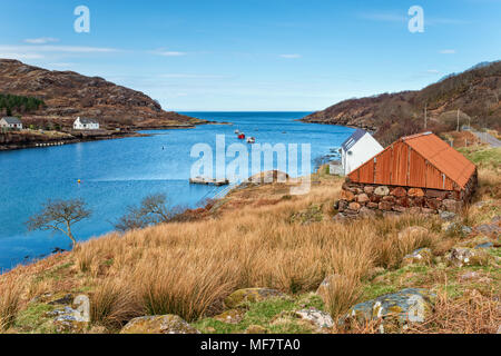 Ardheslaig a small village on the shores of Loch Torridon at the northern end of the Applecross peninsula in the Scottish Highlands. Stock Photo