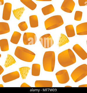 Tasty Cheese Seamless Pattern. Yellow Food Backround. Made from Cows Milk. Natural Product. Stock Photo