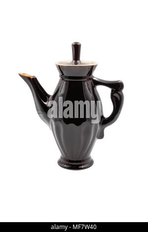 Coffee jug brown high. Close-up. Isolated on white background. Stock Photo