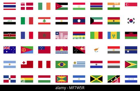 World flag flat icon collection Stock Vector