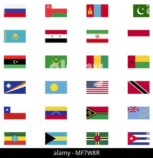 World flag flat icon collection Stock Vector