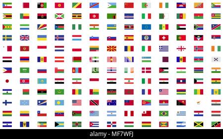 World flag flat icon collection Stock Vector