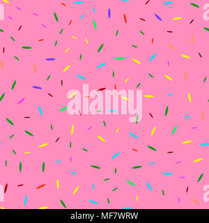 Sweet Donut Pink Texture. Glaze and Colored Sprinkles Seamless Pattern Stock Photo