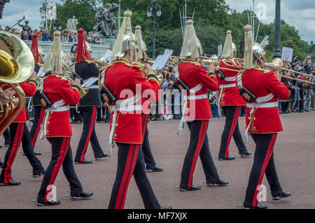 LONDON, ENGLAND - June 26, 2016 - The changing of the guards at Buckingham Palace, London, United Kingdom Stock Photo