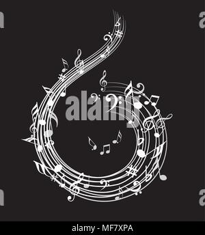 Music note background with different music symbols Stock Vector