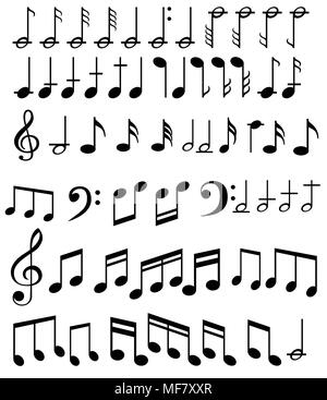 Music note background with different music symbols Stock Vector