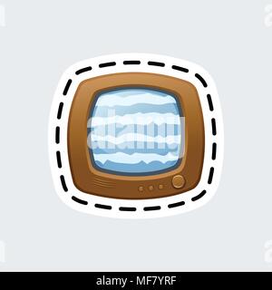 Cartoon vintage tv in patch style. Clip Art for sticker or pin. Stock Vector