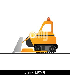 Yellow bulldozer on white background. Mining industry. Stock Vector