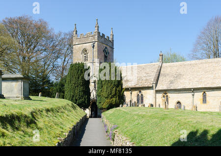 Saint Peter's Church in the pretty Cotswold village of Upper Slaughter in Gloucestershire,UK Stock Photo