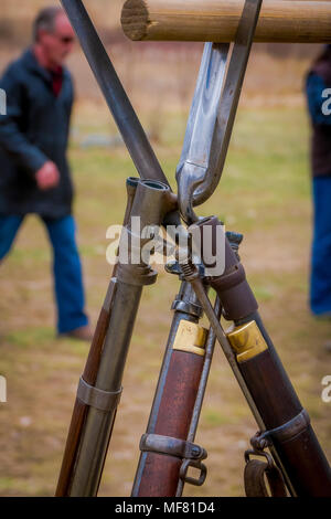 MOORPARK, CA - MARCH 18: The Blue and Gray Civil War Reenactment in Moorpark, CA is the largest battle reenactment west of the Mississippi. On March 18, 2018. Stock Photo