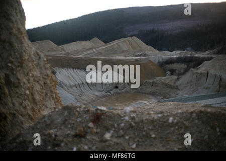 A view of Stuart Schmidt Gold Mining near Dawson City, Yukon on September  28, 2011.   Dawson City was the centre of the Klondike Gold Rush and the region is still a large producer of gold. Stock Photo