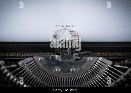 The phrase Words Matter typed on an old Typewriter Stock Photo