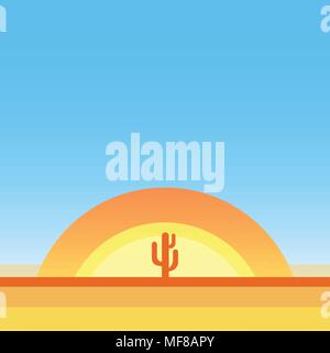 Hot Desert - Vector Cartoon Landscape with Copy Space Stock Vector