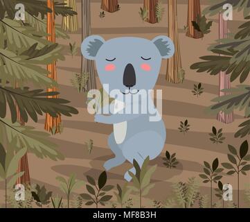 koala in the forest scene vector illustration design Stock Vector