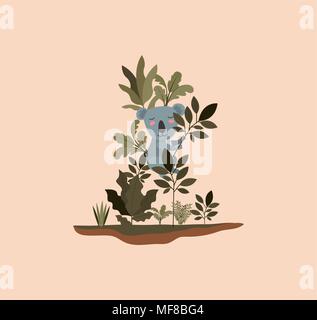 koala in the forest scene vector illustration design Stock Vector